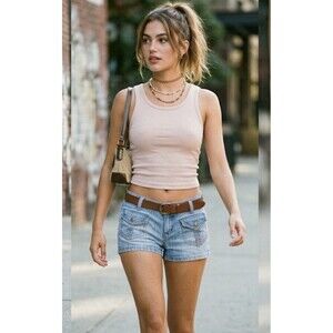 GLO Jeans Womens Junior Size 9 Denim Shorts Light Wash Low Rise Y2K Micro Shorts